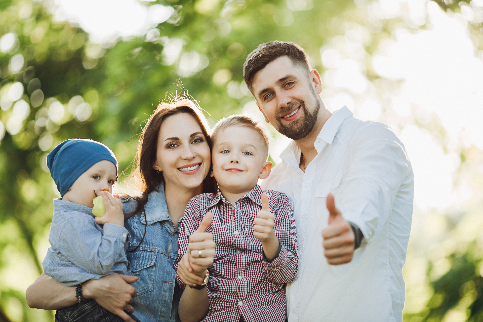 Canadian family smiling together